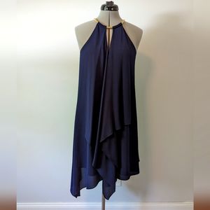 Kensie Navy Halter with Gold Chain Necklace